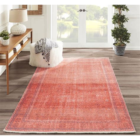 discount area rugs coral color